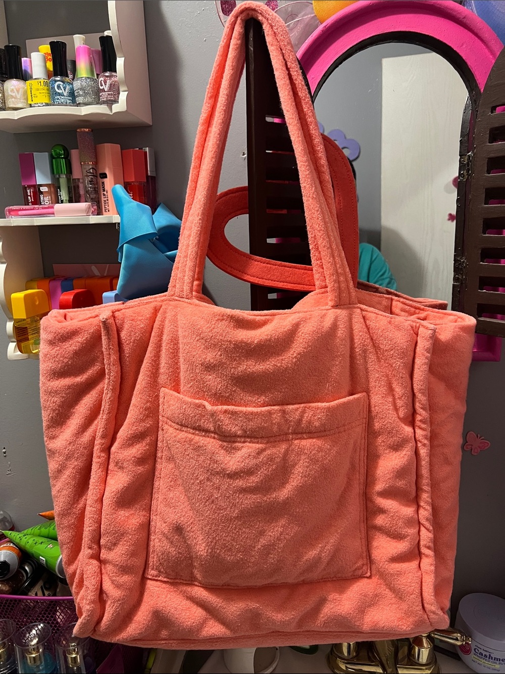 Shade&Shore Terry Plush Coral Tote Bag